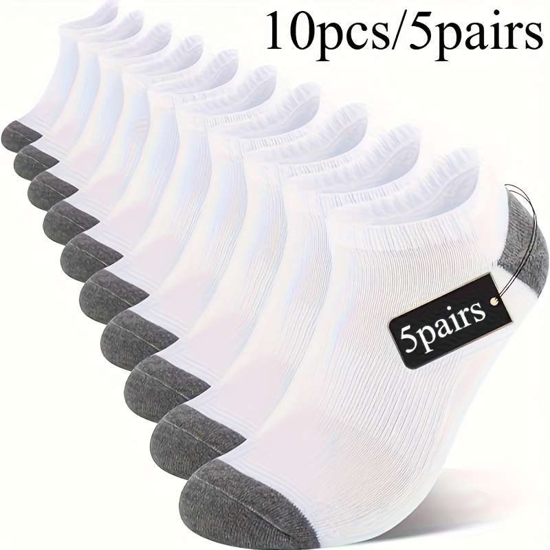 5 Pairs White One Size High Elastic Socks