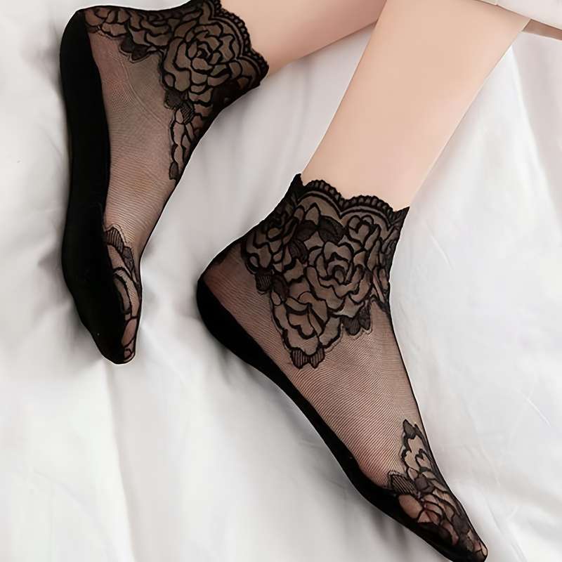5 Pairs Black One Size High Elastic Socks
