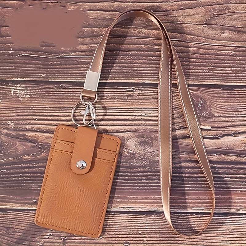 1pc PU Leather Work ID Badge Holder with RFID Block 1 pc Durable ID Card Case with Lanyard Mult