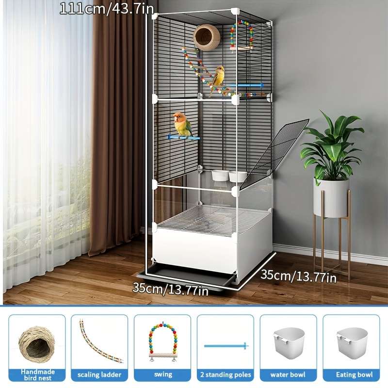 1pc Black Model Anti-splash food 2 rows 2 layers 1 rowPet Cage