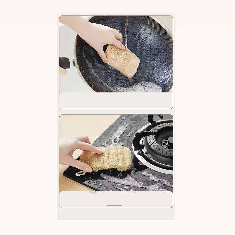 5pcs Natural Hemp Loofah Scrubbing Pads Non-Scratch Oil-Resistant Lightweight Durable Rec