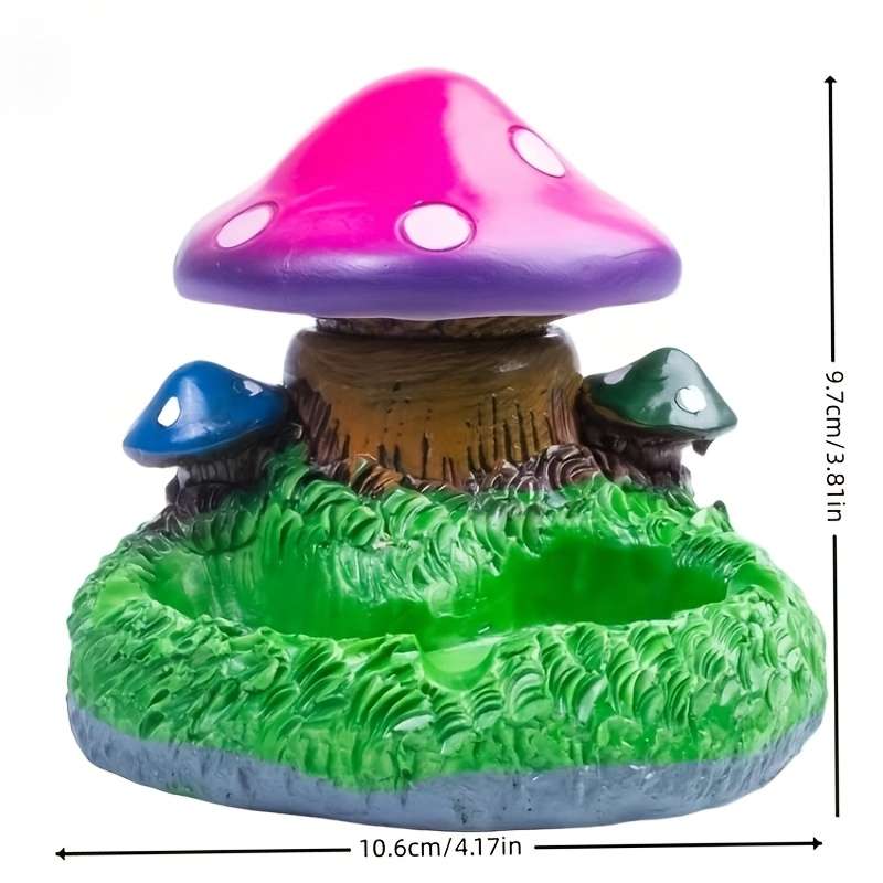 1pc Whimsical Mushroom-Shaped Resin Ashtray with Lid C Handcrafted Unique Design for Indoor Outd