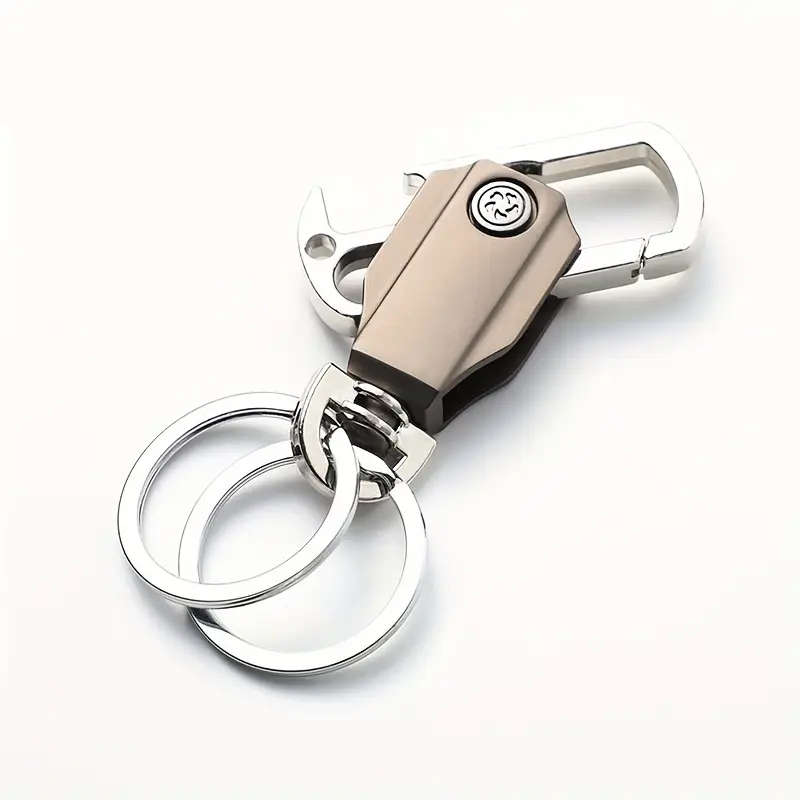 1pc Stainless Steel Carabiner Keychain with Polyester Fiber Durable Key Ring for Men and Women Foldi