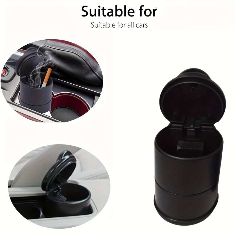 1pc Fit Black Car Ashtray for Cup Holder Compact Easy-Clean PBT Plastic Perfect for Cars Truc