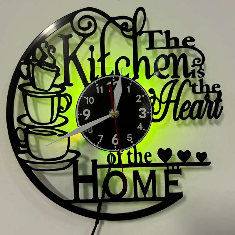1pc inthetime Vintage Vinyl Record Wall Clock "The Kitchen is the Heart of the Home" Design with