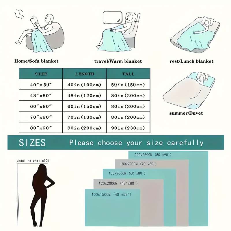 1ps Blanket Color Coffee Gray Grid size 180x200cm