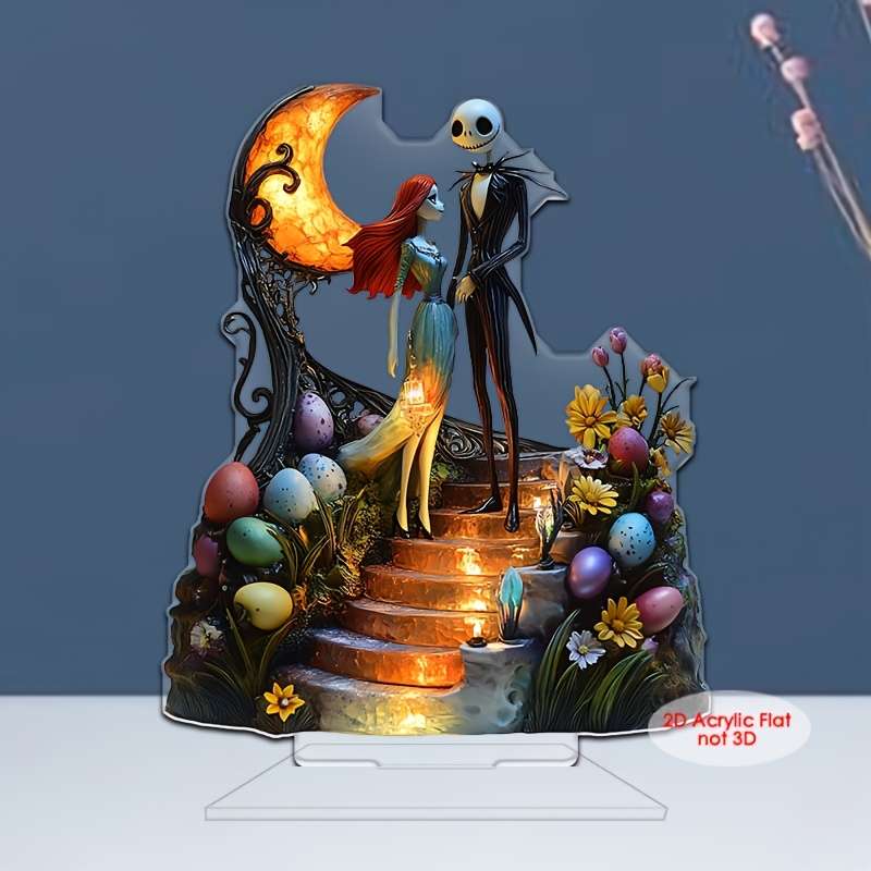 1pc 2D Flat  Classic  Plane Detachable Acrylic Tabletop Ornament Disney Jack and Sally Romance