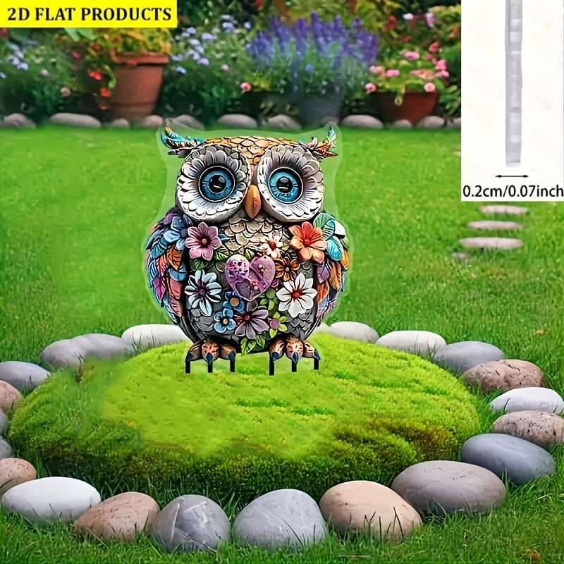 1pc 2D Flat    Fantasy Bohemian Style Acrylic Owl Garden Ground Insert