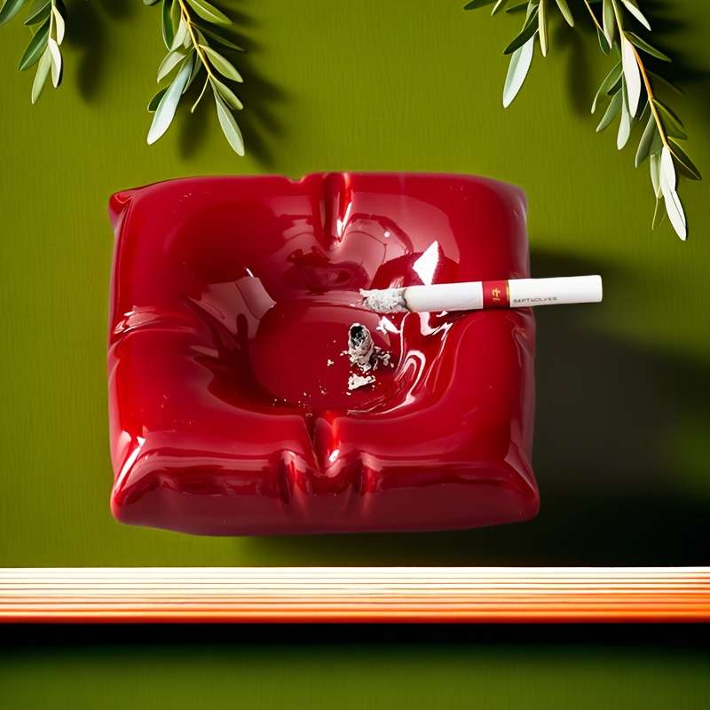 1pc Contemporary Square Ceramic Ashtray Luxurious Non-Electric Desk Accessory for Living Room and