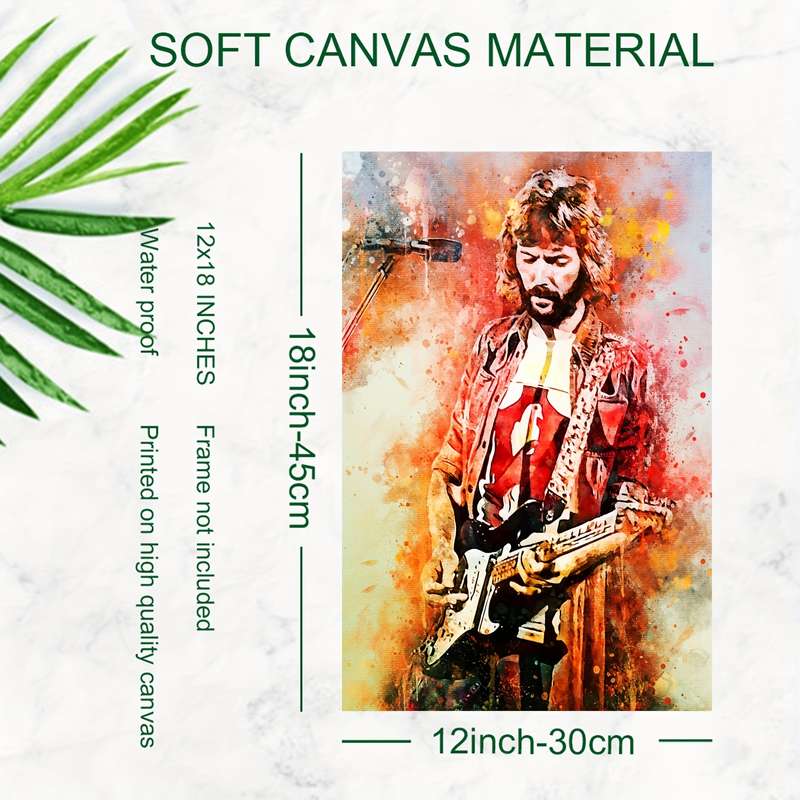1pc Vibrant Rock Music Canvas Art Print 30.48x45.72 cm Frameless Eric Clapton Inspired Poster wit