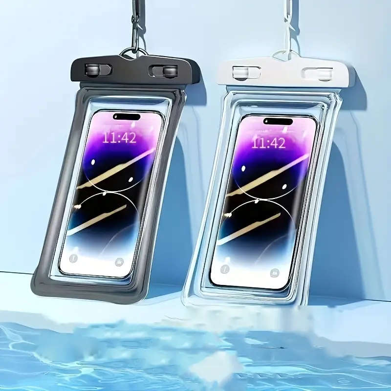 1pc Waterproof Phone Storage Bag with Neck Strap Clear PVC Dry and Wet Separation Pouch for Outdoor