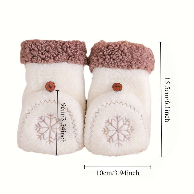 1 Pair White Warm Gloves