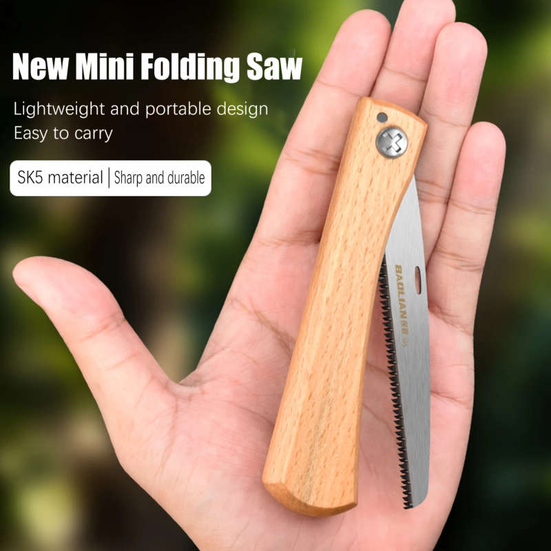 1Pc Portable Sk5 Carbon Steel Folding Hand Saw With Wooden Handle German Engineered Ideal For Campin