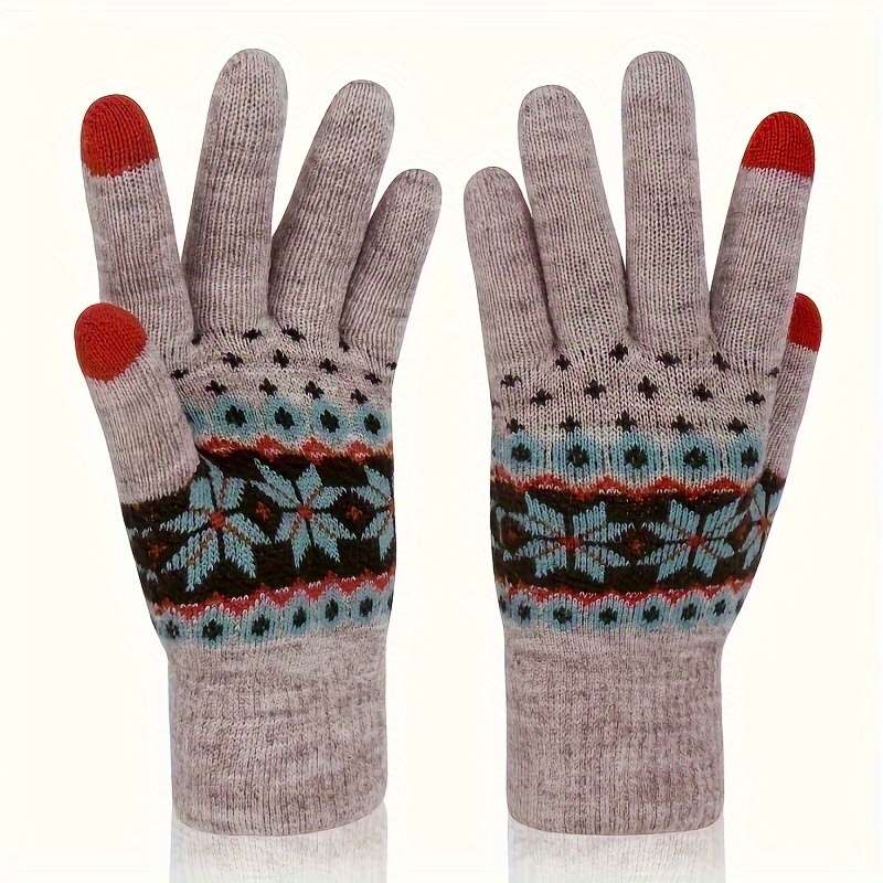 1 Pair Khaki Warm Gloves