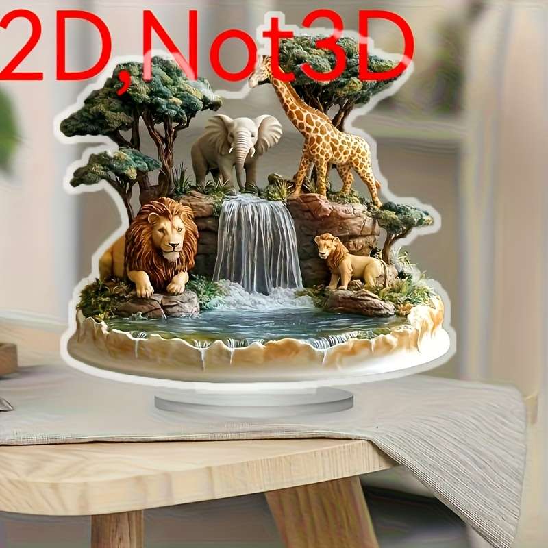 1pc 2D Flat   bohemian decorative ornaments African hunting scene waterfall lion giraffe