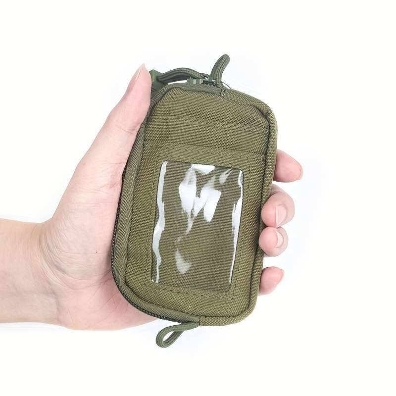 1pc Canvas Coin Purse with Zipper Driver'S License Holder Card Case Belt Bag Small Sports Pouch