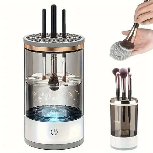 1pc USB-Powered Electric Makeup Brush Cleaner Dryer Automatic Spinning Design with Heating Function