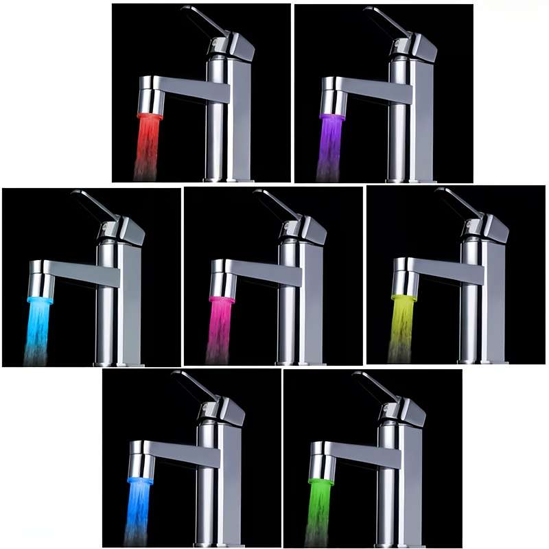 1pc Gradient LED Faucet Light Color Changing Water Stream Plastic Material Fixed LED Tap for