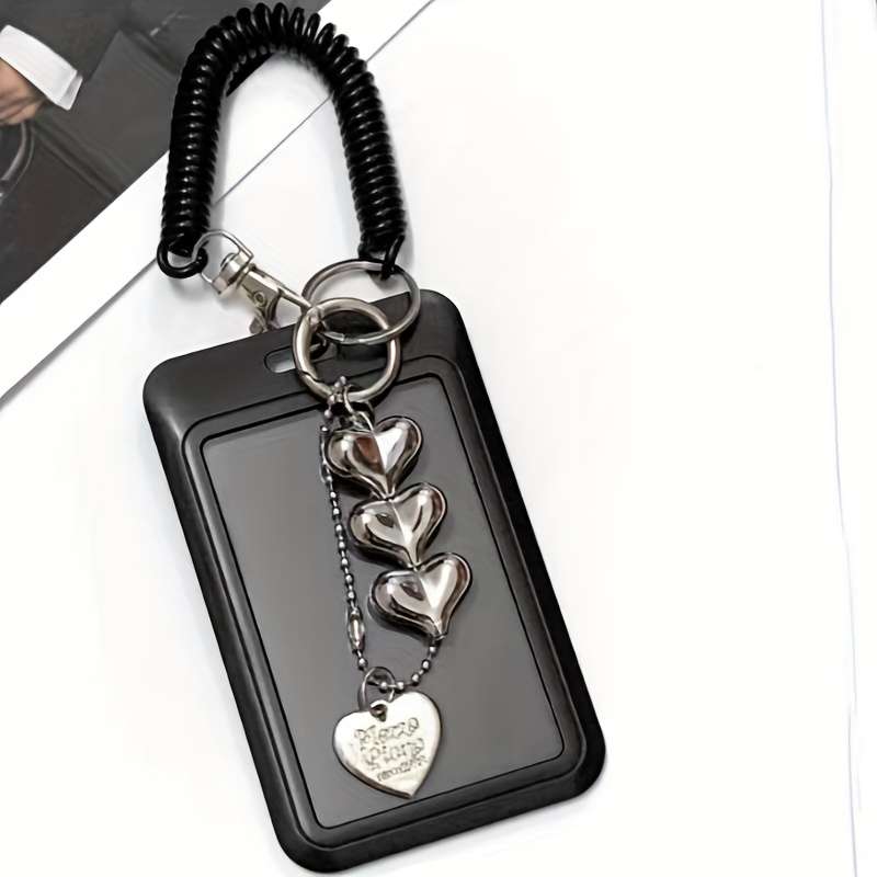 1pc 1pc Love Bus Card Holder with Keychain Office and School ID Protection Cover Protect Your Ba
