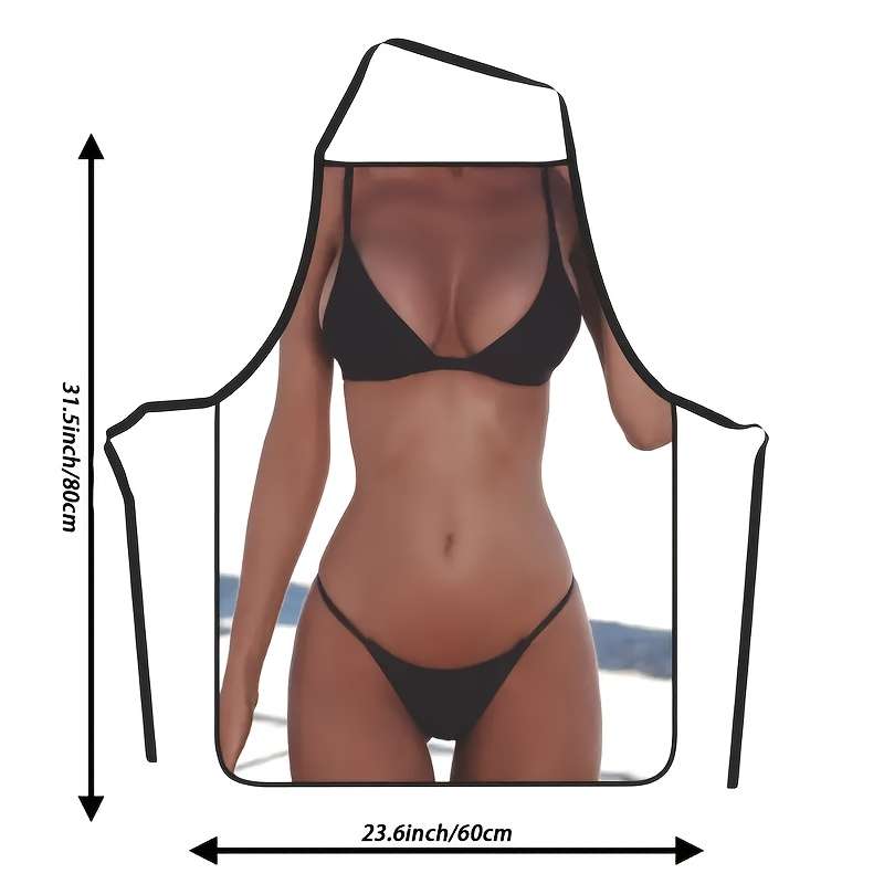 1 Fun Body Print Apron Sexy Bikini Design Durable Polyester 59.94x80.01 cm Ideal for Cook
