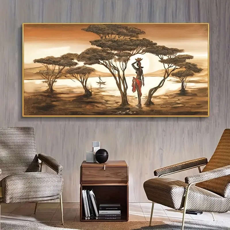 1pc African Sunset Abstract Canvas Wall Art 59.99 x 119.99cm Frameless Large Canvas Painting Modern