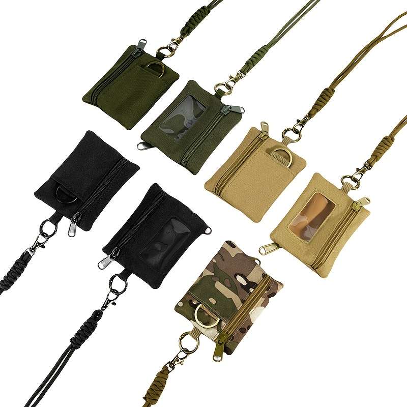 1pc Nylon Casual Style Outdoor Neck Pouch Men's Small Card Holder Coin Purse Key Case with Lan