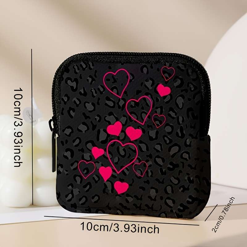 1pc 1-Pack Heart Print Large Capacity Coin Purse with Digital Printing Polyester Multi-Functional