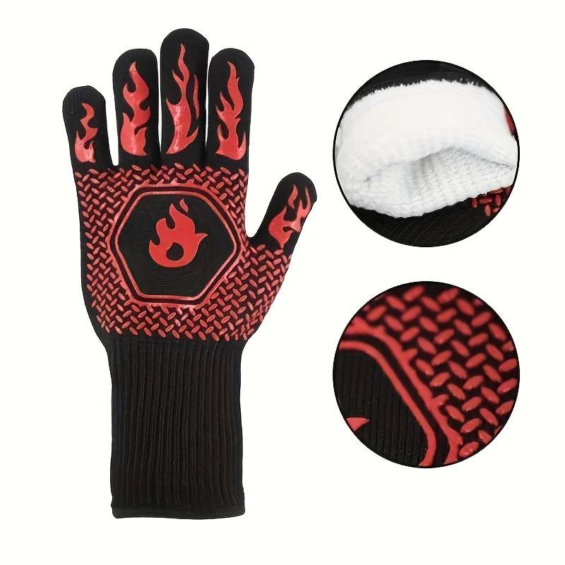1pc Silicone BBQ Gloves 1472F Non-Slip Grill Gloves Kitchen Cooking Gloves for Grilling Bak