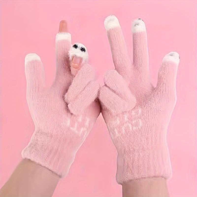 1 Pair Purple Warm Gloves
