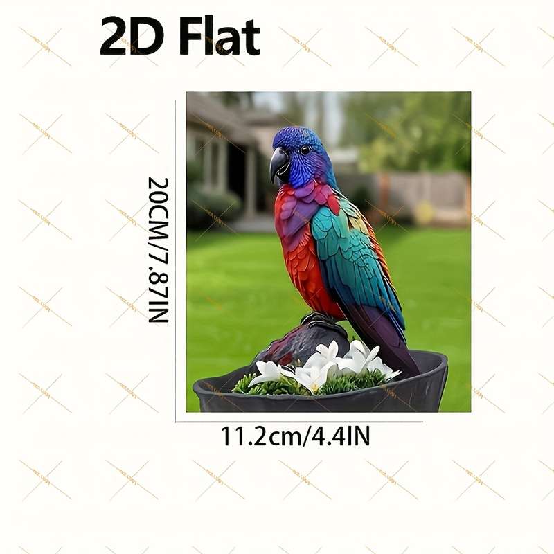 1pc 2D Flat  Vibrant Colorful Parrot Garden Stake Weatherproof Waterproof and Scratch-Resistant