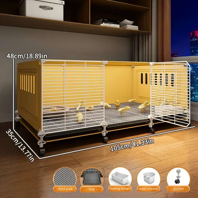 1pc Yellow 2 Grids (with Wheels) Pet Cage