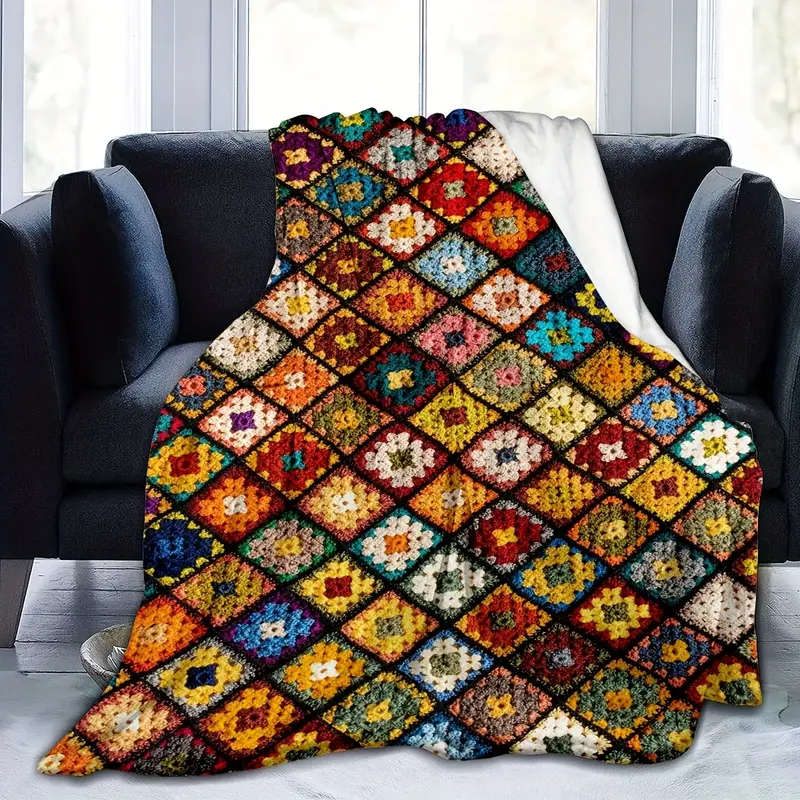 1 Bohemian Floral Print Flannel Blanket 130*150CM