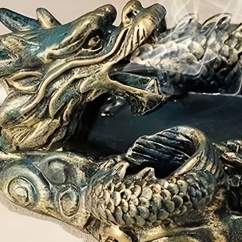 1pc Vintage Style Dragon Ashtray Resin Crafted Round Shape Durable No Electricity Required wit