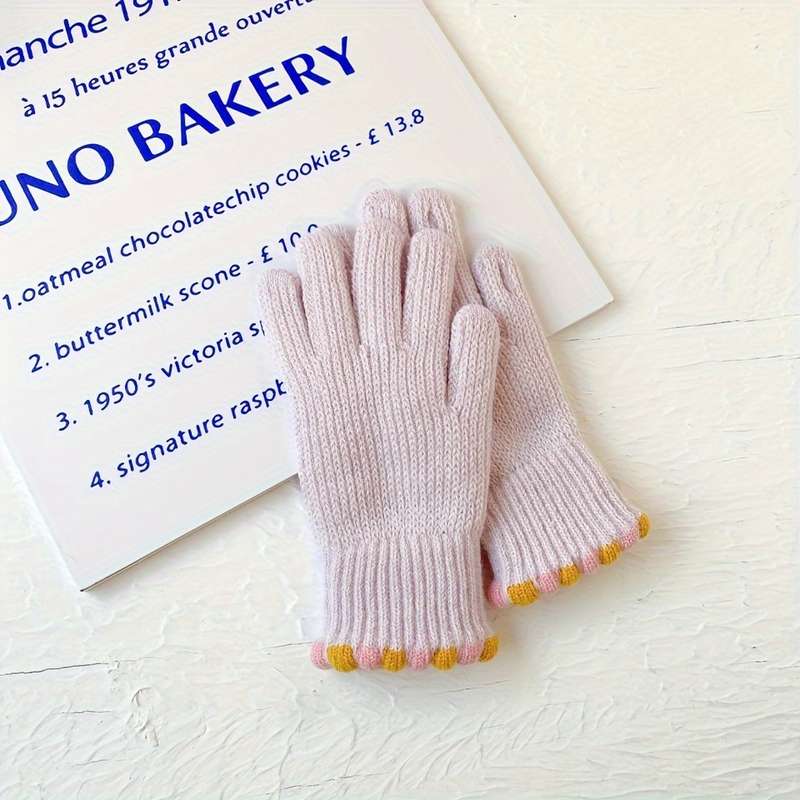 1 Pair Polychrome Size Red Warm Gloves