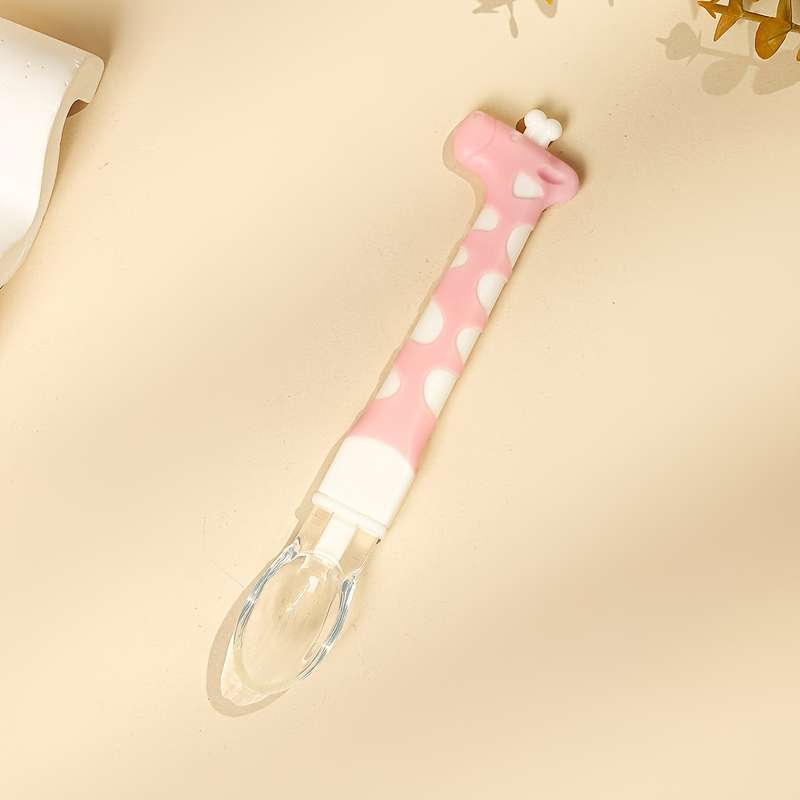 1pc Cute Giraffe-Shaped Silicone Baby Feeding Spoon Soft Food-Grade Silicone Spoon for Infants