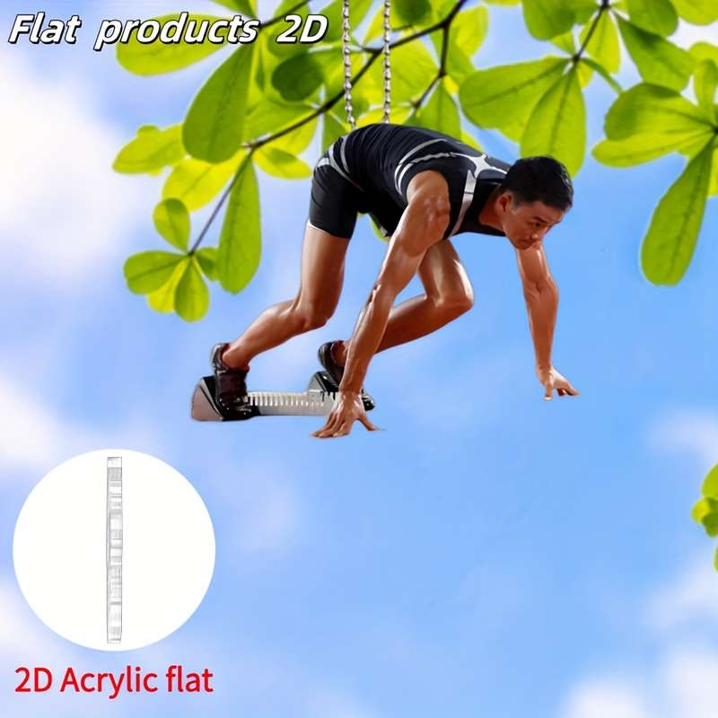 1pc 2D Flat  Durable Acrylic Running Athlete Keychain  Men'S Track and Field Design Perfect fo
