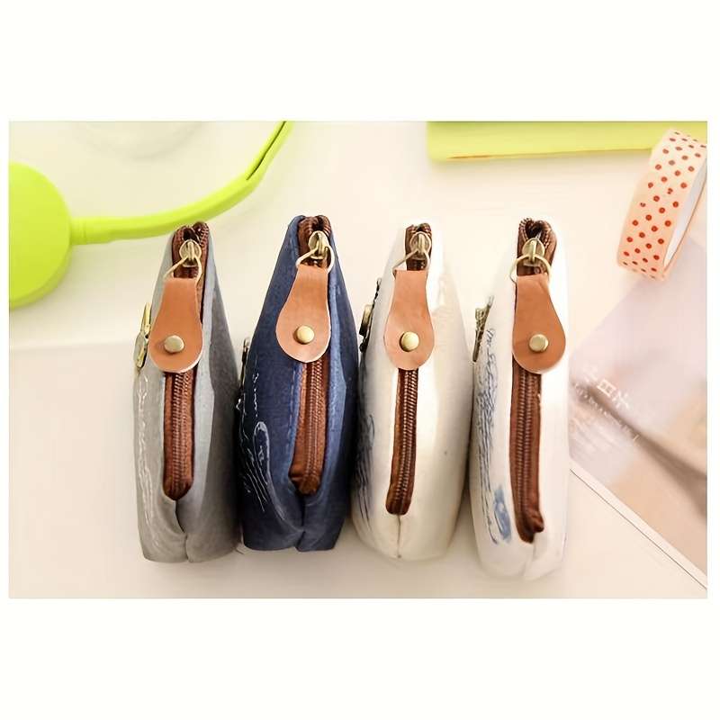1pc Four Classic Nostalgic Women's Coin Purse Options Retro Style Canvas Coin Bags Key Cases Zip