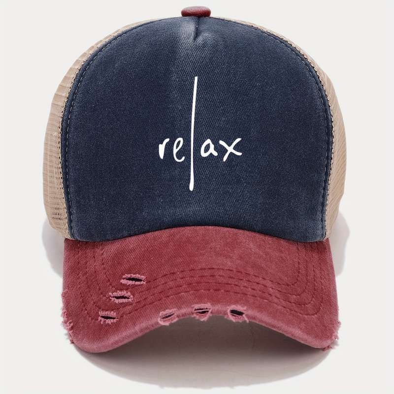 1pc RELAX" Artistic Letter Print Baseball Cap Multicolor Blend Trucker Hat Lightweight Breatha