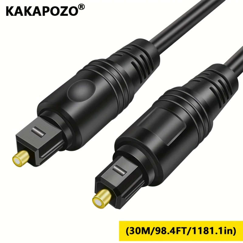 1pc 3000cm Optical Audio Cable Black Fiber Optic Lead with Golden Connectors for Soundbars Amps