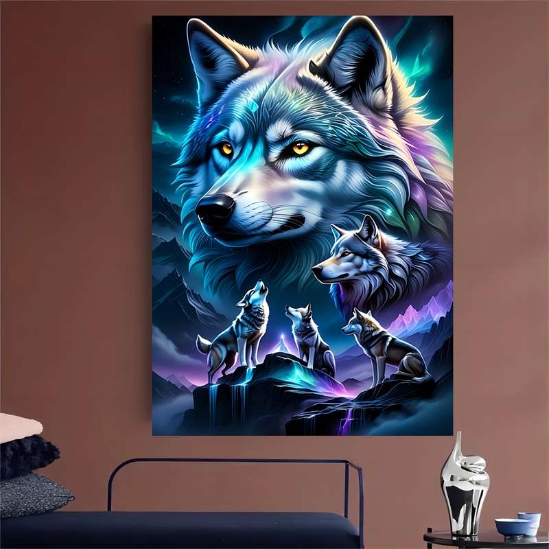 1000pcs Durable Wolf-Themed Jigsaw Puzzle Seamless White Cards 19.7 x 27.5 for A