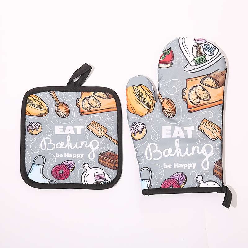 Set of 2 Leeons Oven Mitts Pot Holders Heat Resistant 100% Polyester Kitchen Gloves with S
