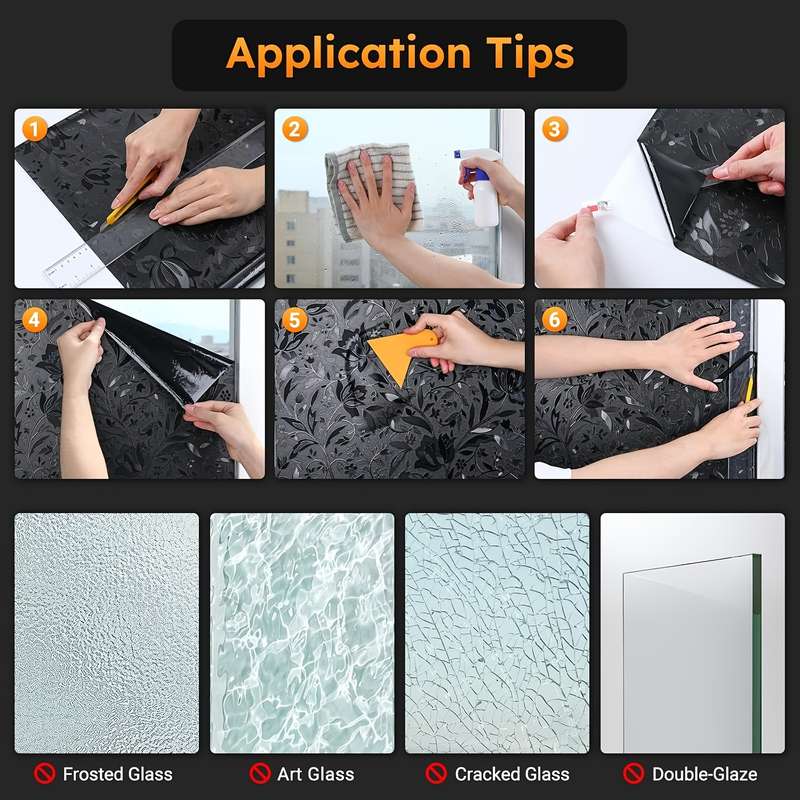 1pc Black Tulips Size 23.6 x 78.7 in   60 x 200 cm Door Window Sticker