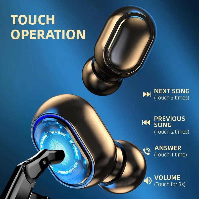 1set Touch Control Wireless Earbuds with LED Display In-Ear TWS Headphones for Sports Music Gaming C
