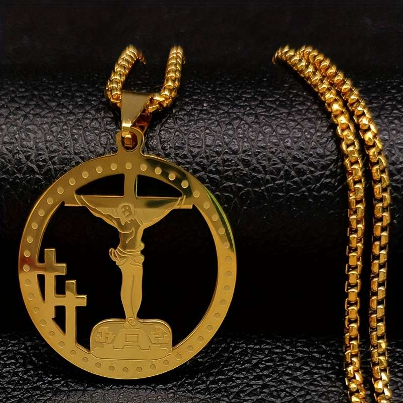 1 Piece Golden Jesus Theme Pendant
