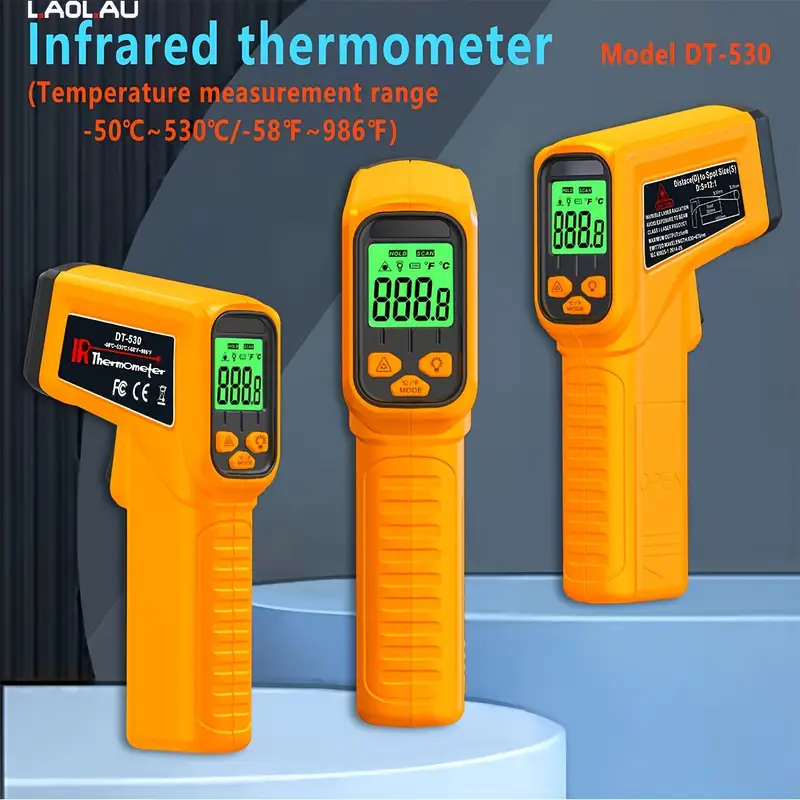 1pc Infrared Thermometer Gun Digital Non-contact IR Laser with Adjustable Emissivity