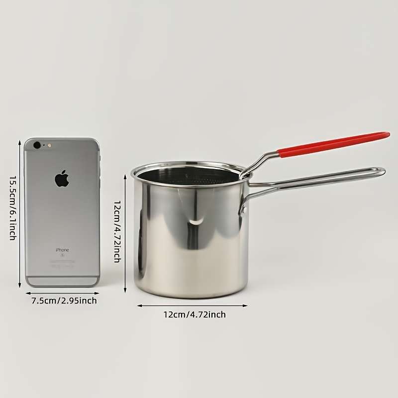 1pc Stainless Steel Deep Fryers with Filter Rack Compact Easy-to-Use Perfect for Crispy Potat