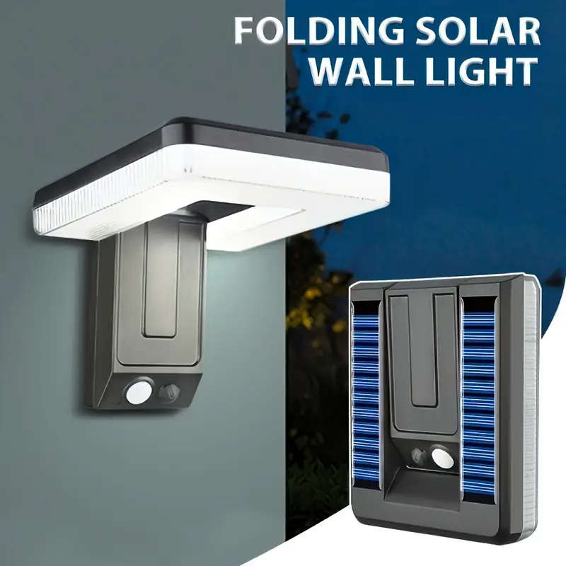 1pc Solar-Powered LED Outdoor Wall Light Wide Angle Collapsible Design for Garden Deck Garage Front