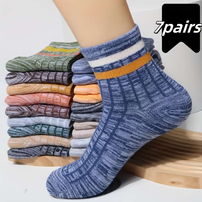 7 Pairs Random Asian One Size High Elastic Socks