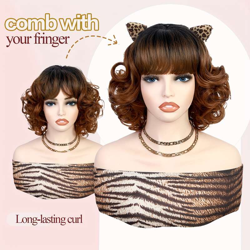 1Pc Ombre Brown 25.4cm Fashion Design Wig