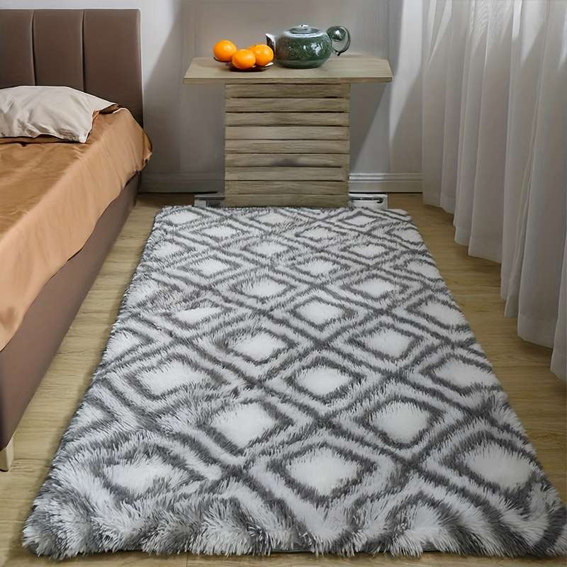 1Pc White background gray square 120x160cm 47.24x62.99inch Floor Mat